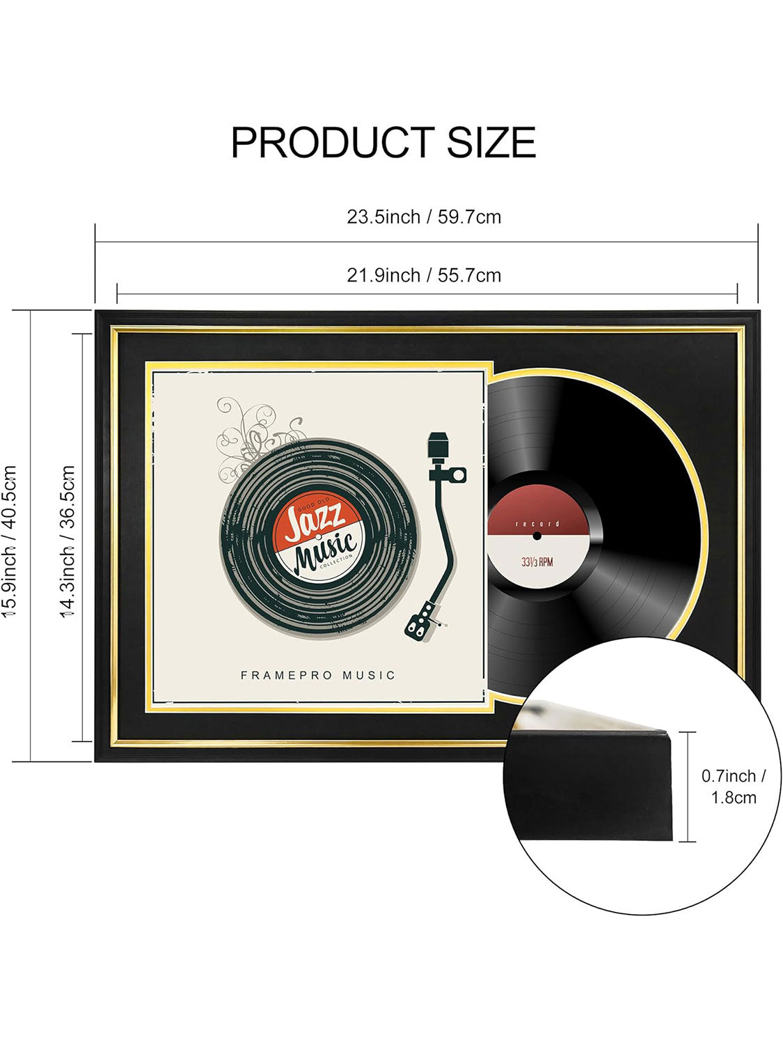 Vinyl Record Display Frame for LP Album Covers and Records