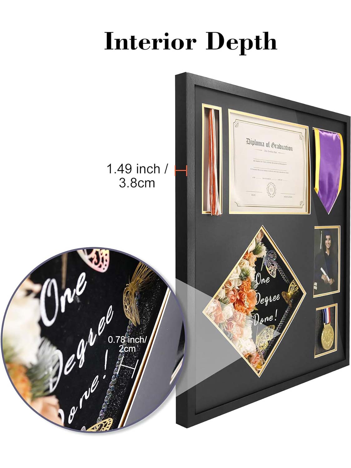 Graduation Shadow Box Display Case for Diploma and Cap